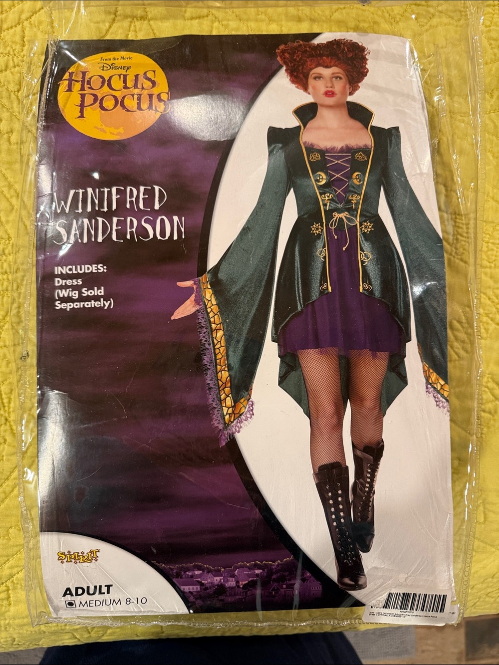 Spirit Winifred Sanderson Witch Costume - Green & Purple with Gold Trim